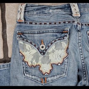 Miss Me Lace Pockets Boot Cut Jeans 26